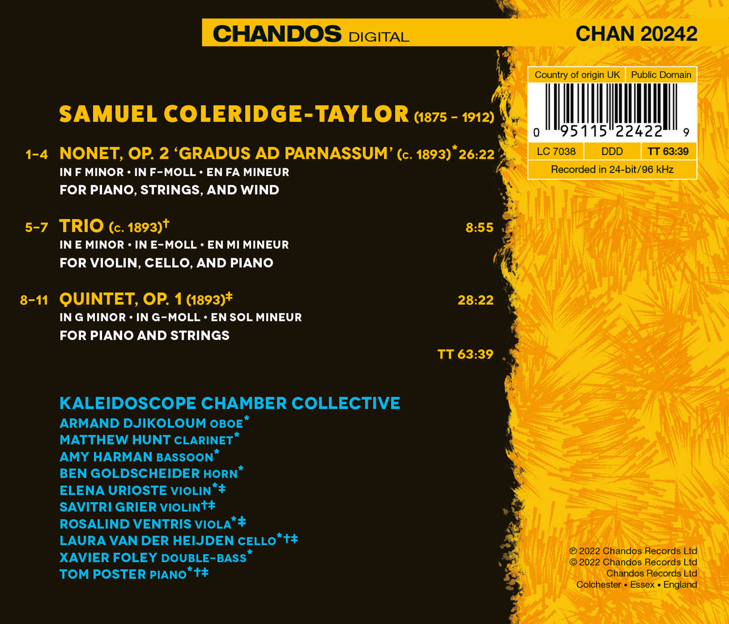 Coleridge-Taylor: Nonet; Piano Trio; Piano Quintet