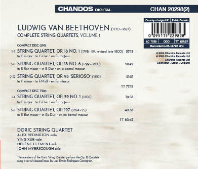 BEETHOVEN: String Quartets, Vol. 1