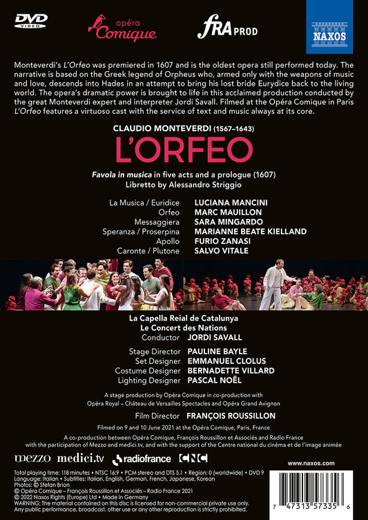 Monteverdi: L'Orfeo  Francois Roussillon, Furio Zanasi, Jordi Savall, La Capella Reial De Catalunya, Le Concert Des Natio
