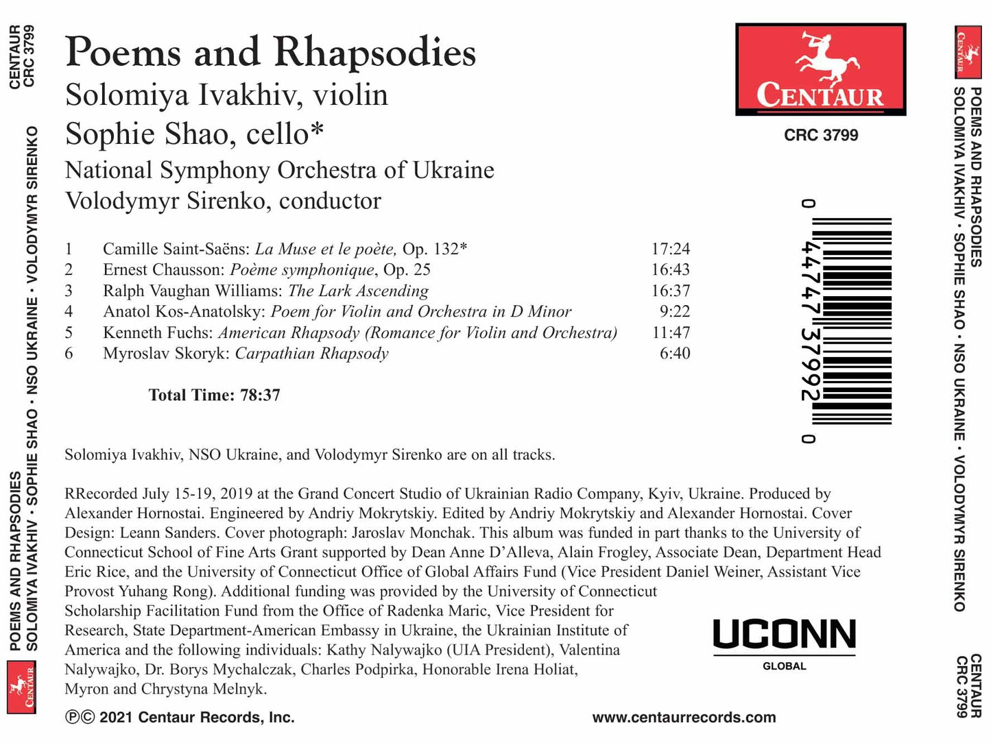 Poems And Rhapsodies Solomiya Ivakhiv, Sophie Shao, National Symphony Orchestra Of Ukraine, Volodymyr Sirenko