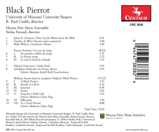 Black Pierrot University Of Missouri Singers, Crabb, Mizzou New Music Ensemble, Freund