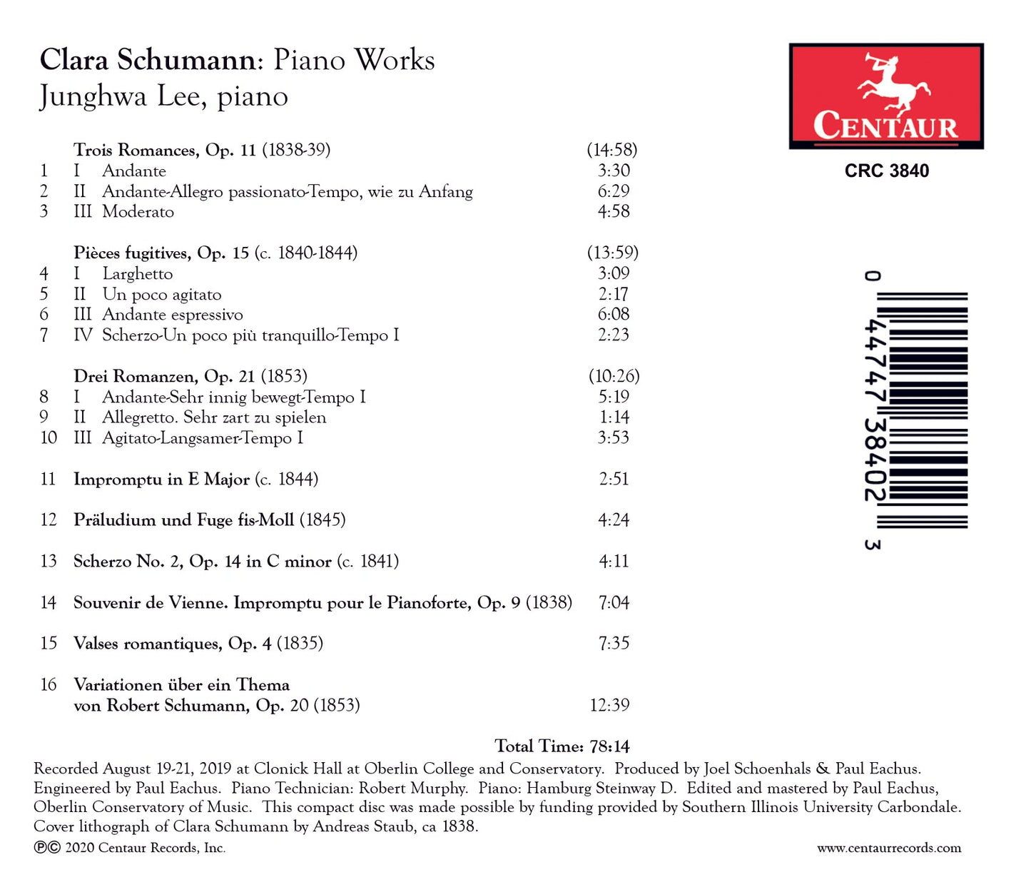 Clara Schumann: Piano Works