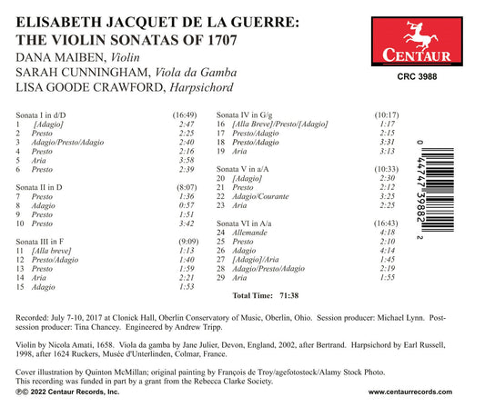 Guerre: The Violin Sonatas Of 1707