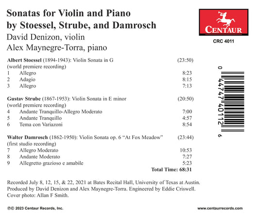 Stoessel, Strube, & Damrosch: Sonatas For Violin & Piano