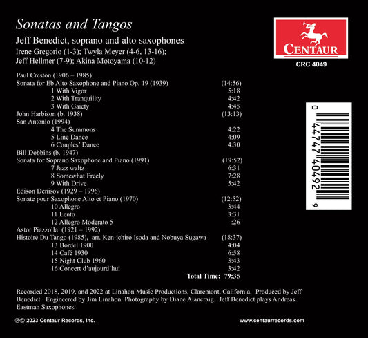 Creston, Dobbins, Denisov, Harbison & Piazzolla: Sonatas & T