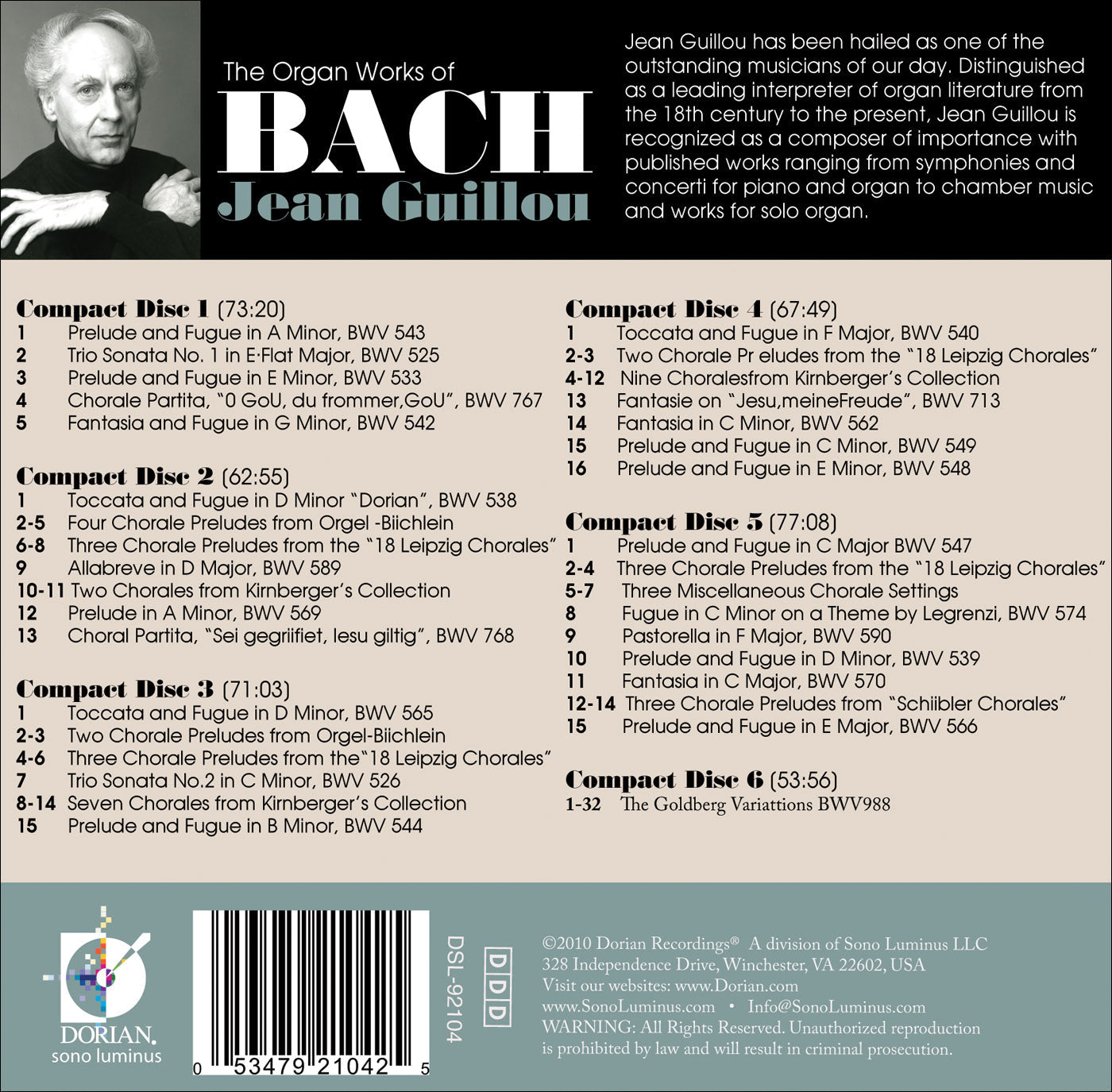 ORGAN WORKS OF BACH