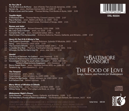 The Food of Love: Songs, Dances, and Fancies for Shakespeare