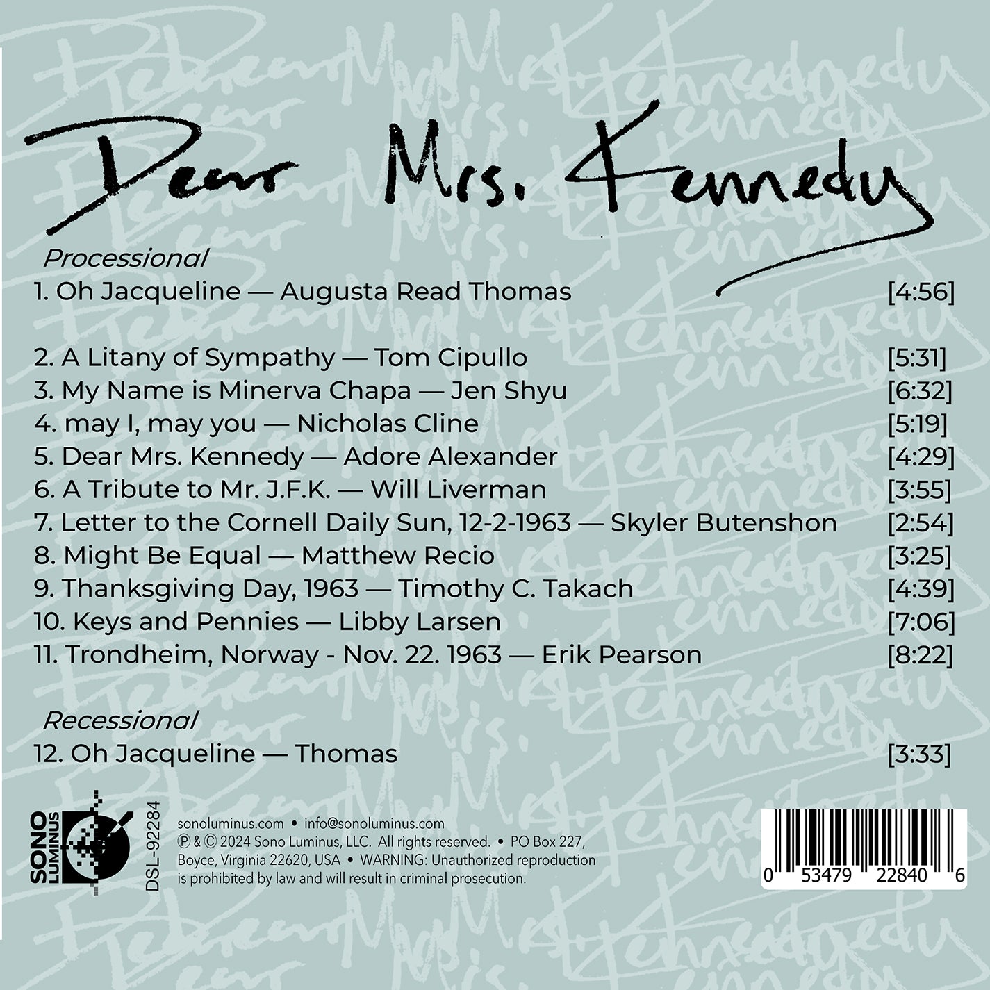 Dear Mrs. Kennedy