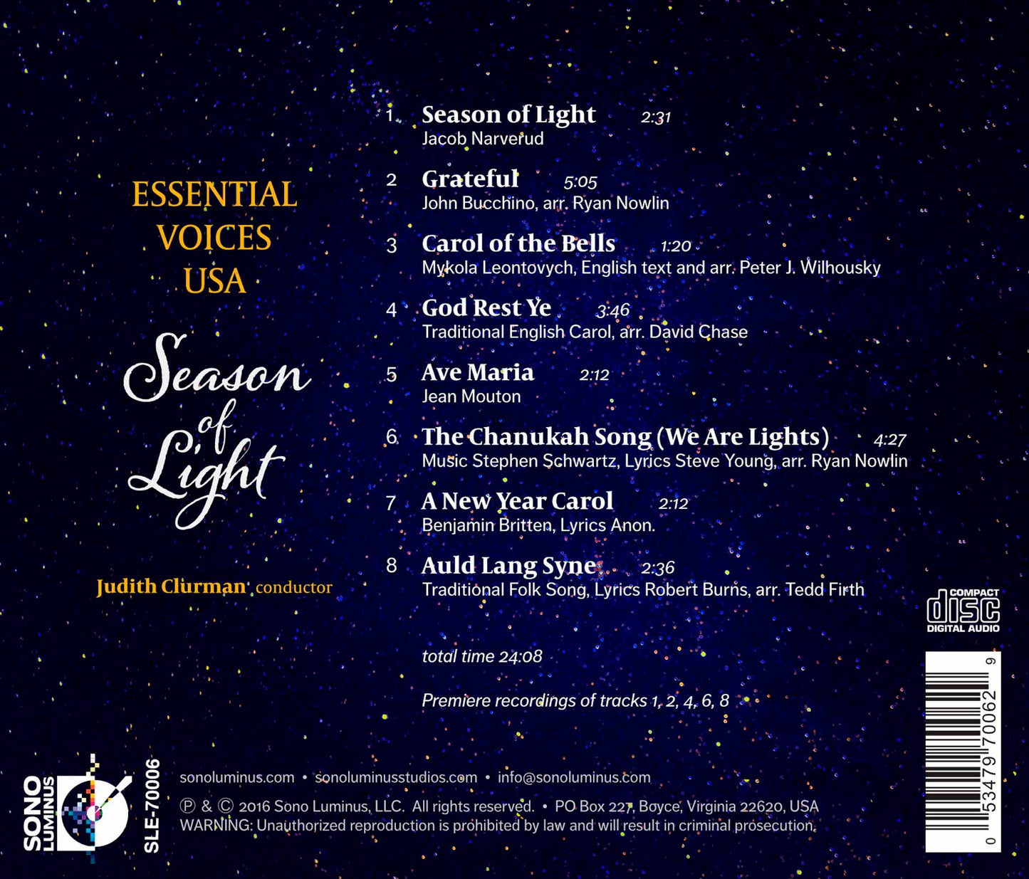 Season of Light: Songs of Thanksgiving, Christmas, Chanukah,