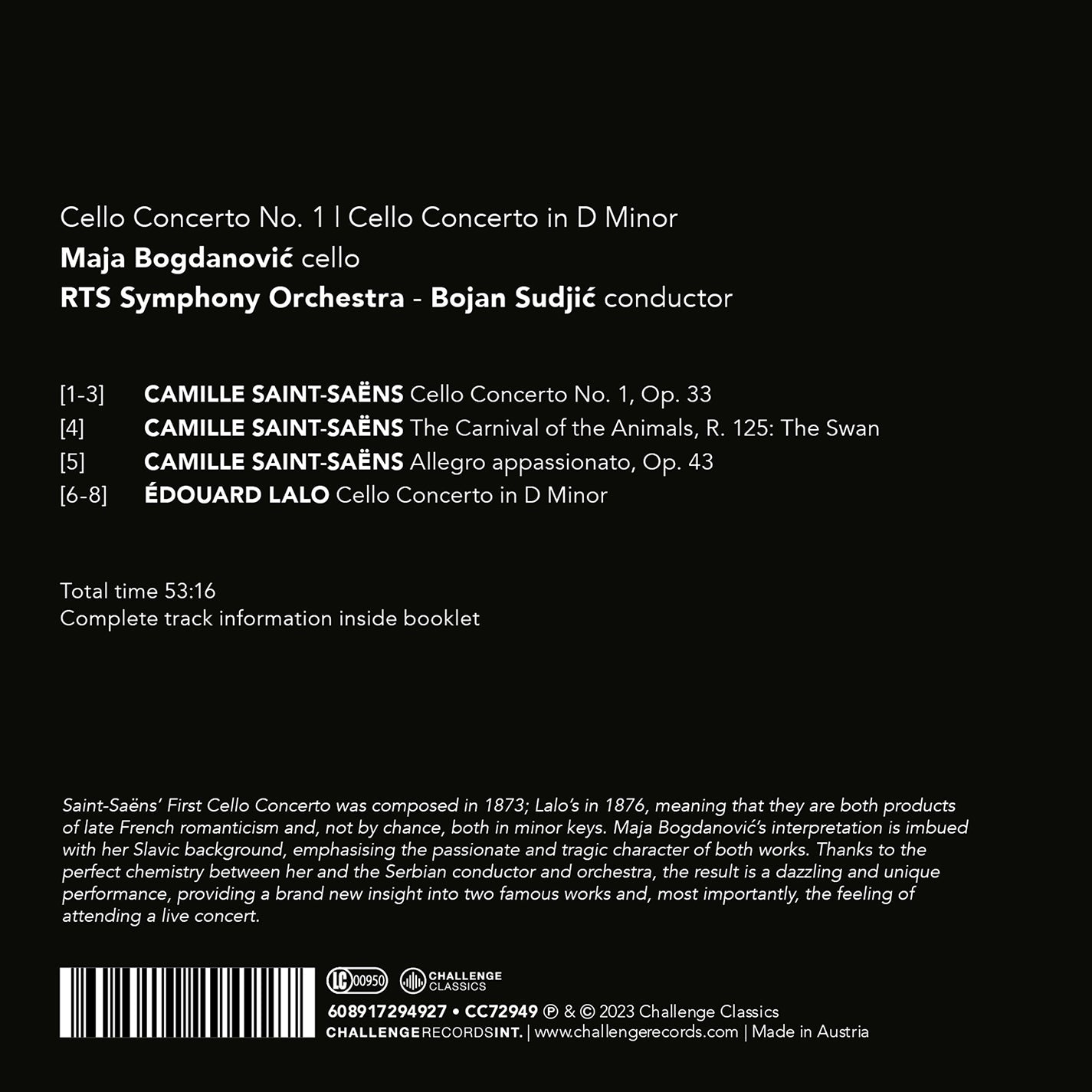 Lalo & Saint-Saens: Cello Concerto In D Minor; Cello Concert