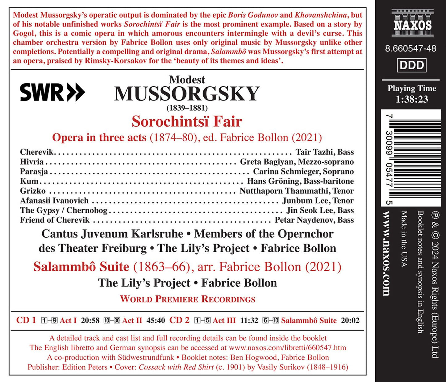 Mussorgsky: Sorochintsi Fair (ed. Bollon); Salammbo Suite (a
