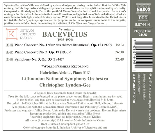 Bacevicius: Orchestral Works, Vol. 2