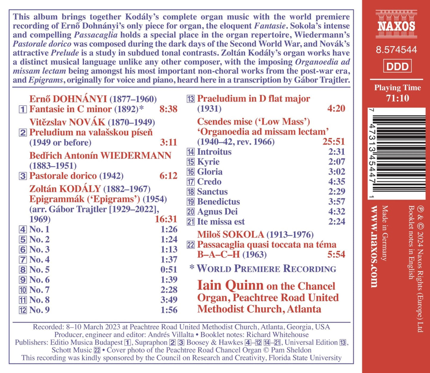 Kodaly: Organ Works