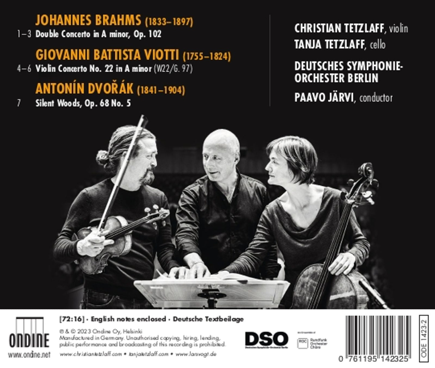 Brahms, Viotti, Dvorak: Double Concerto / Christian Tetzlaff; Tanja Tetzlaff
