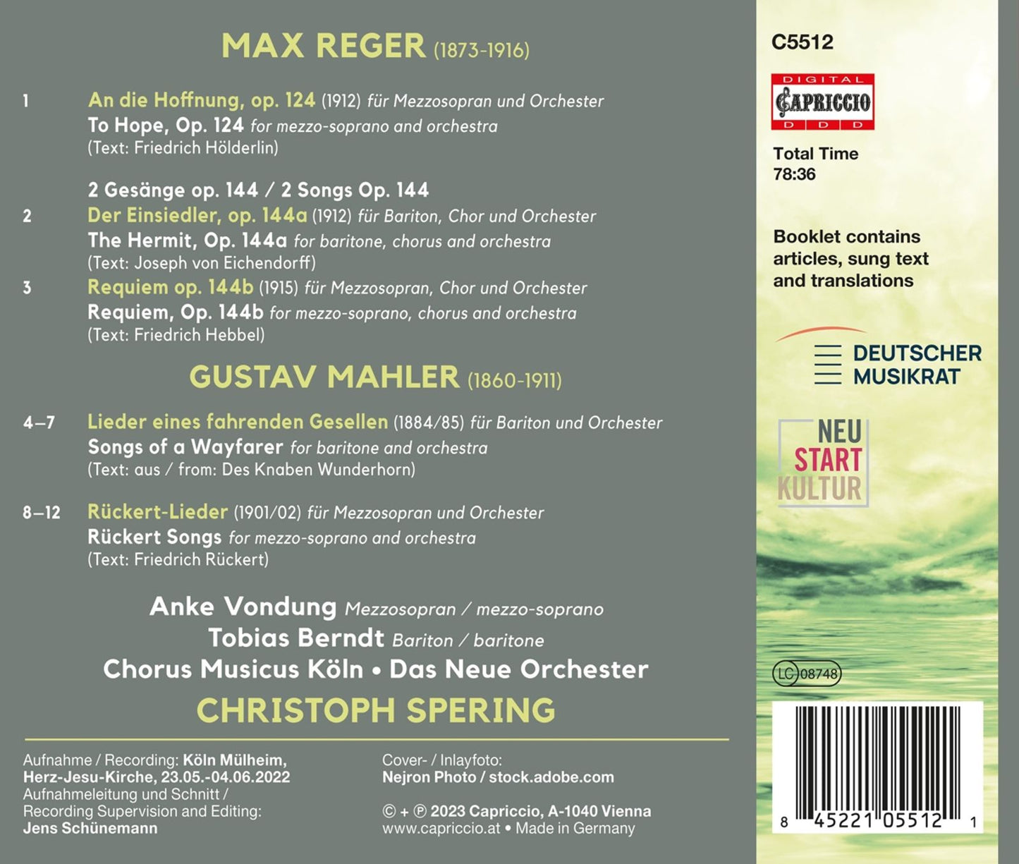 Reger: Requiem; Mahler: Orchestral Songs