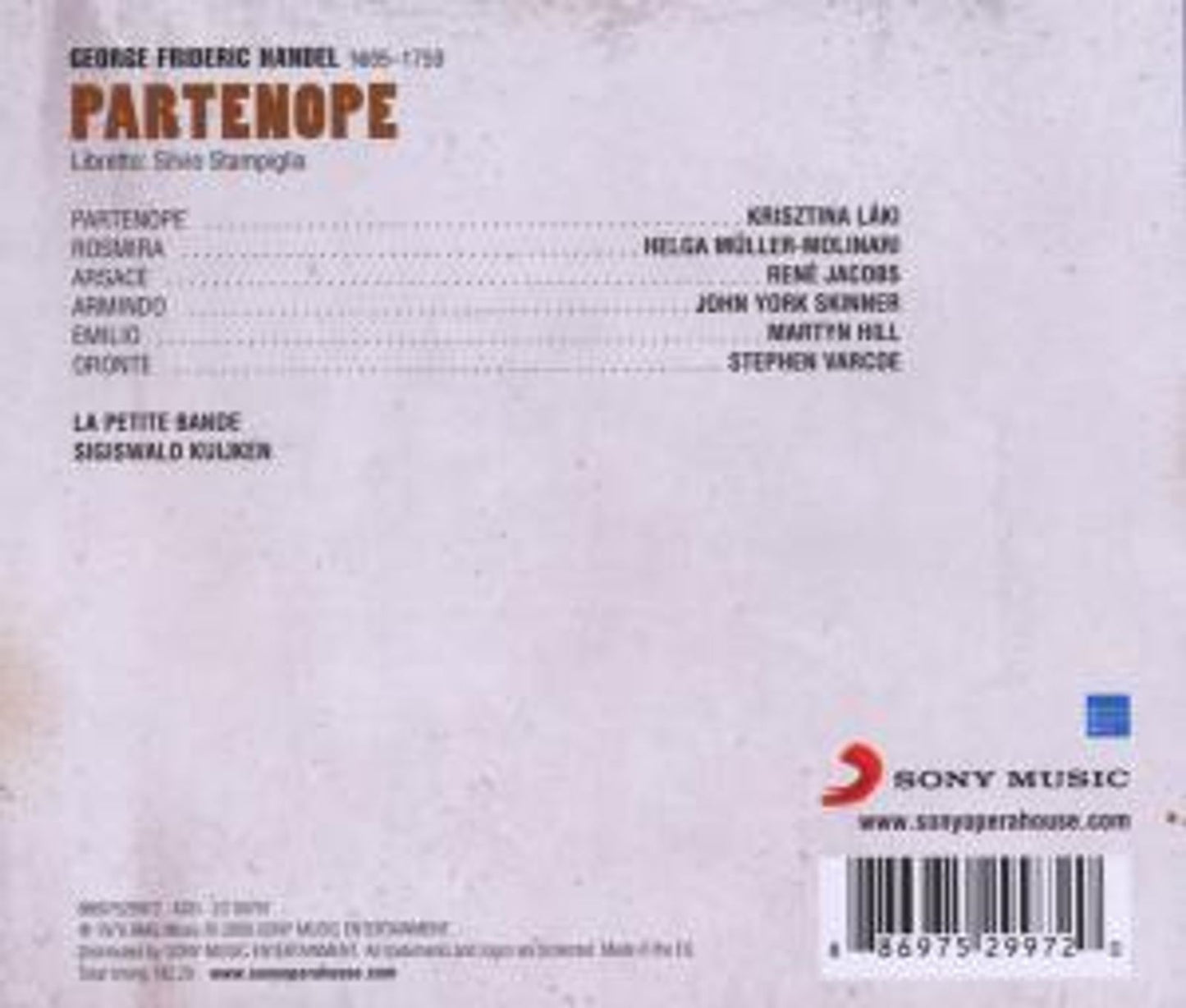 HÄNDEL: PARTENOPE - THE SONY O