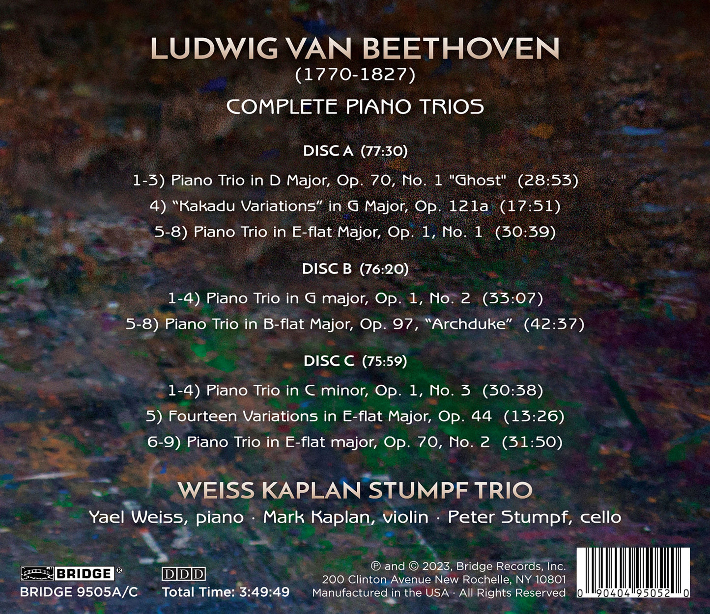 Beethoven: Complete Piano Trios Weiss Kaplan Stumpf Trio