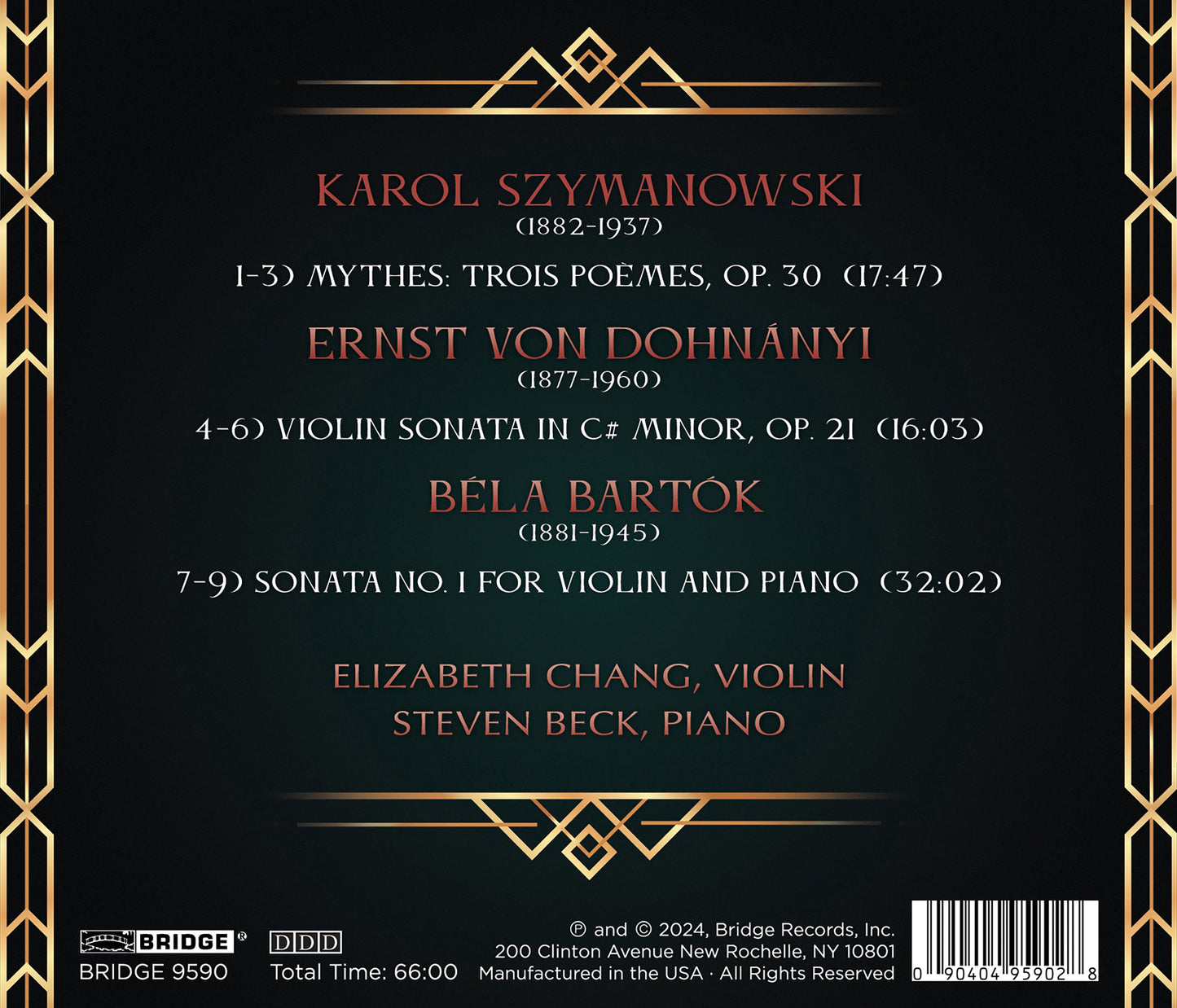 Bartok, Dohnanyi & Szymanowski: Sonatas & Myths