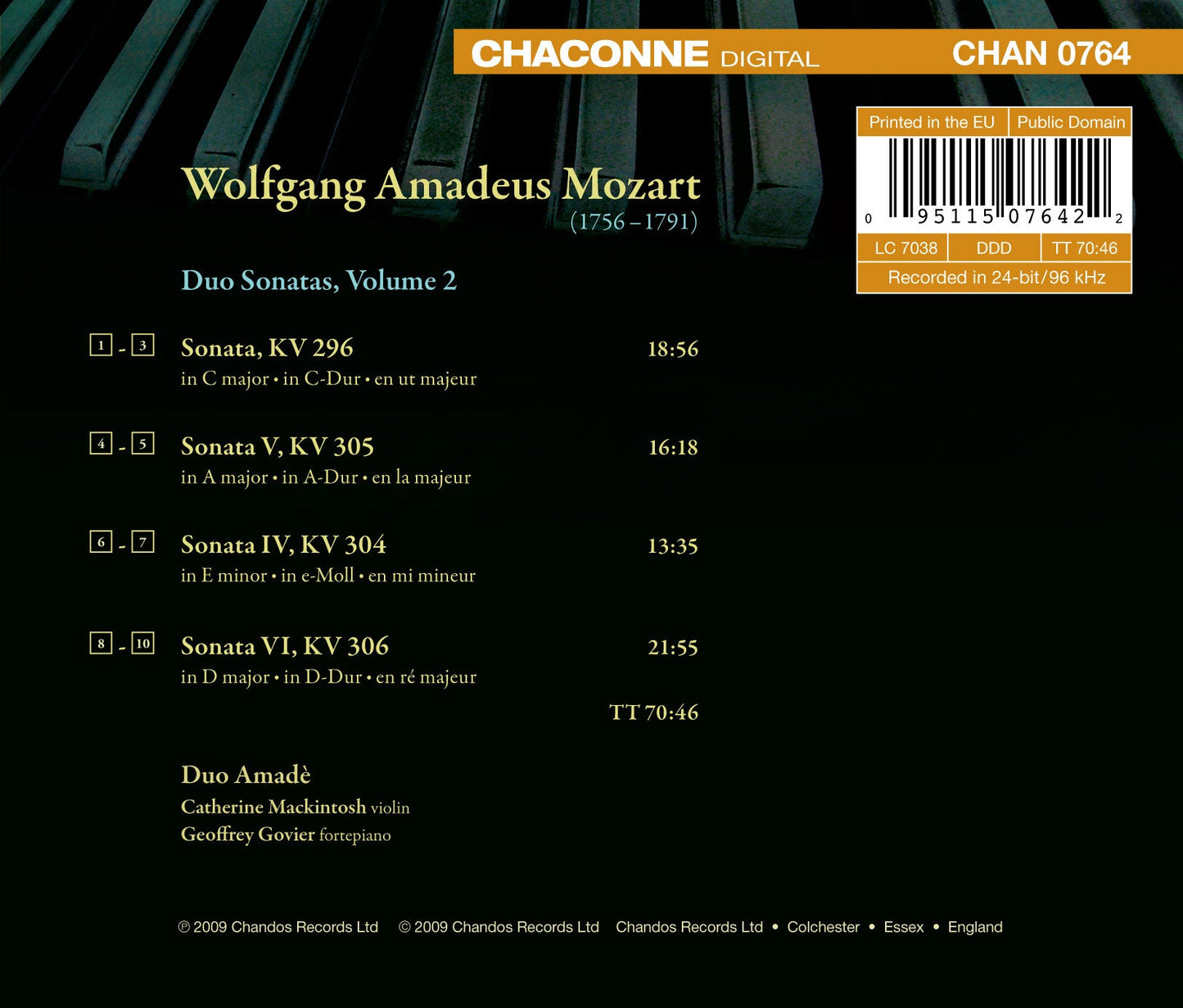 Mozart: Duo Sonatas, Vol. 2