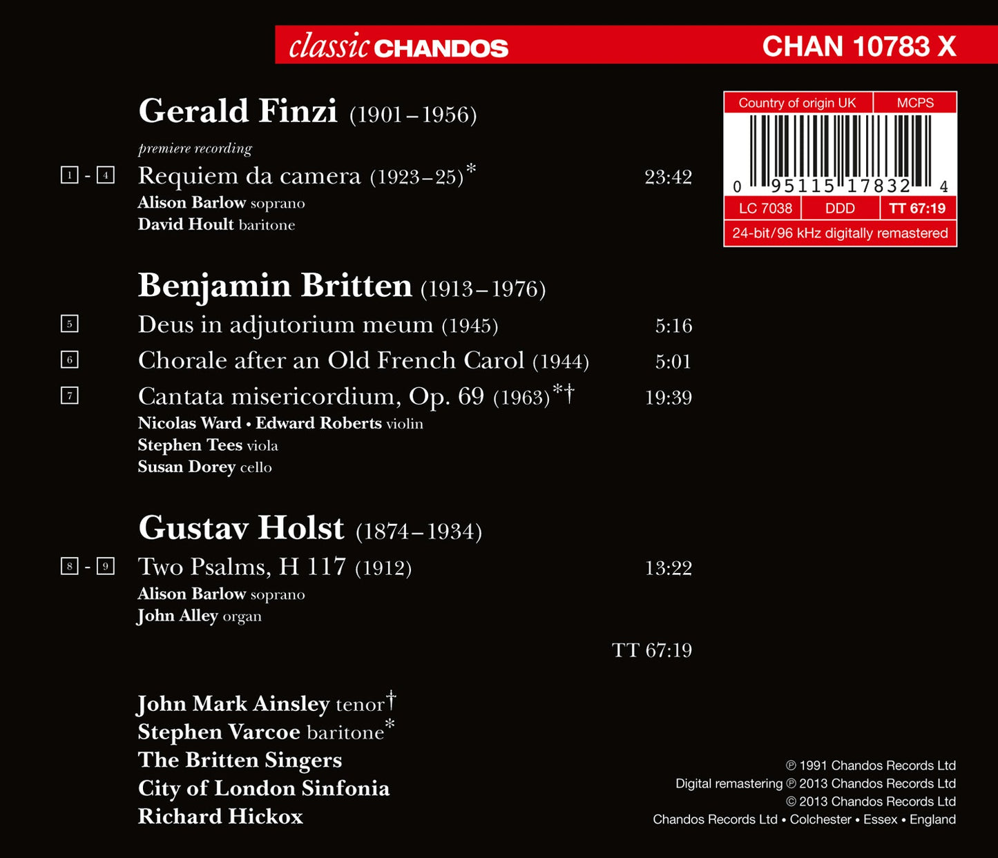 Britten, Finzi & Holst: Sacred Works