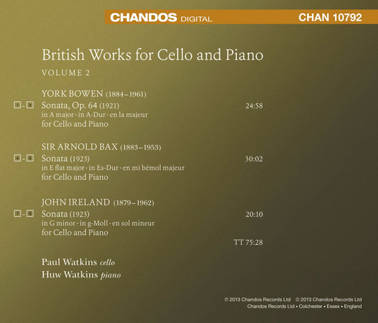 British Works for Cello & Piano, Vol. 2