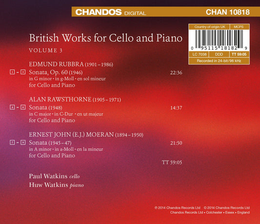 British Works for Cello & Piano, Vol. 3