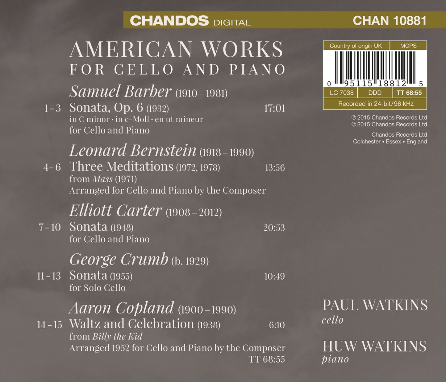 American Works for Cello & Piano