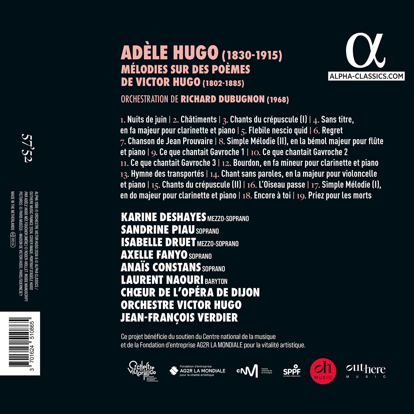 Hugo: Melodies sur des poemes de Victor Hugo
