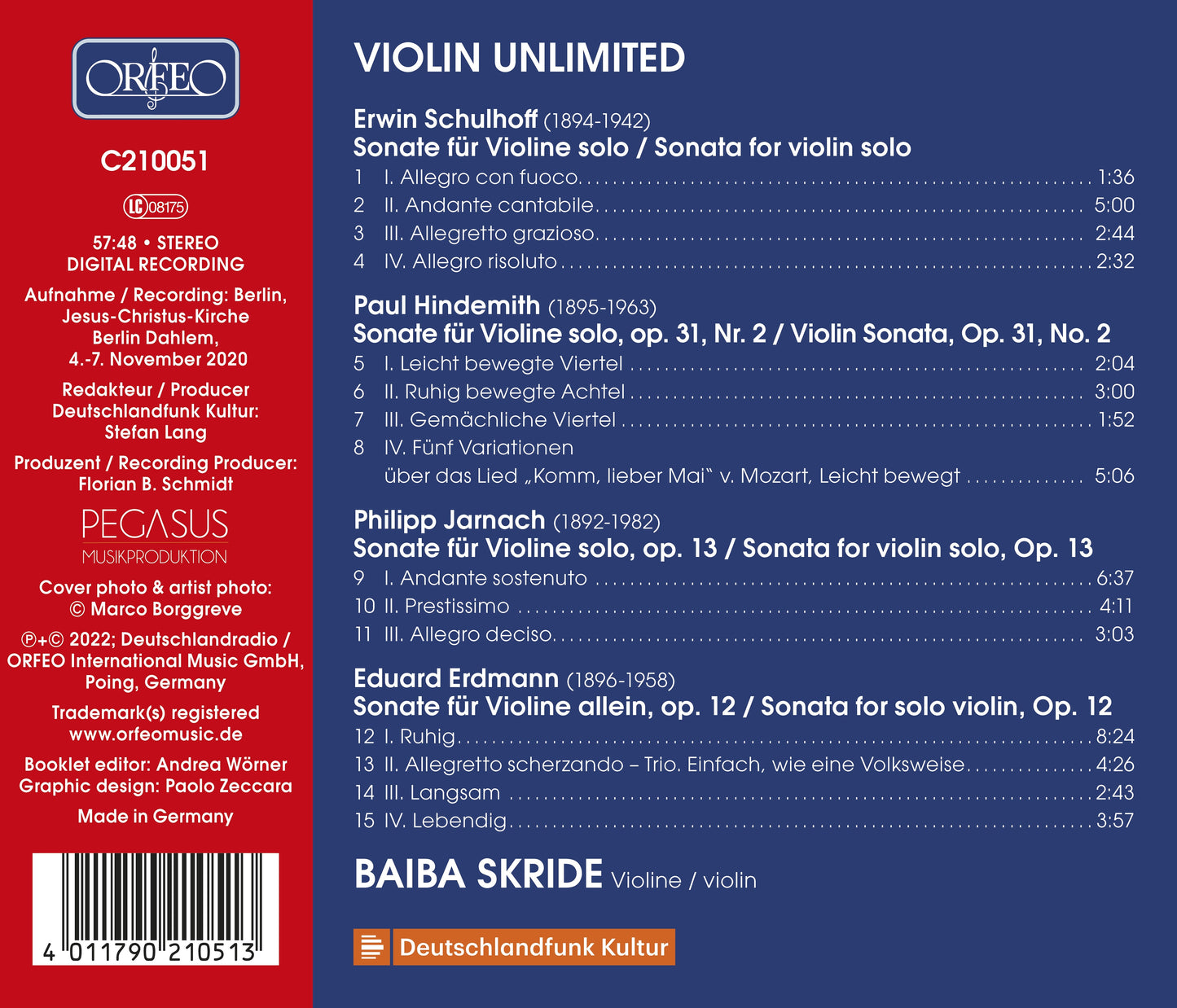 Erdmann, Hindemith, Jarnach & Schulhoff: Violin Unlimited