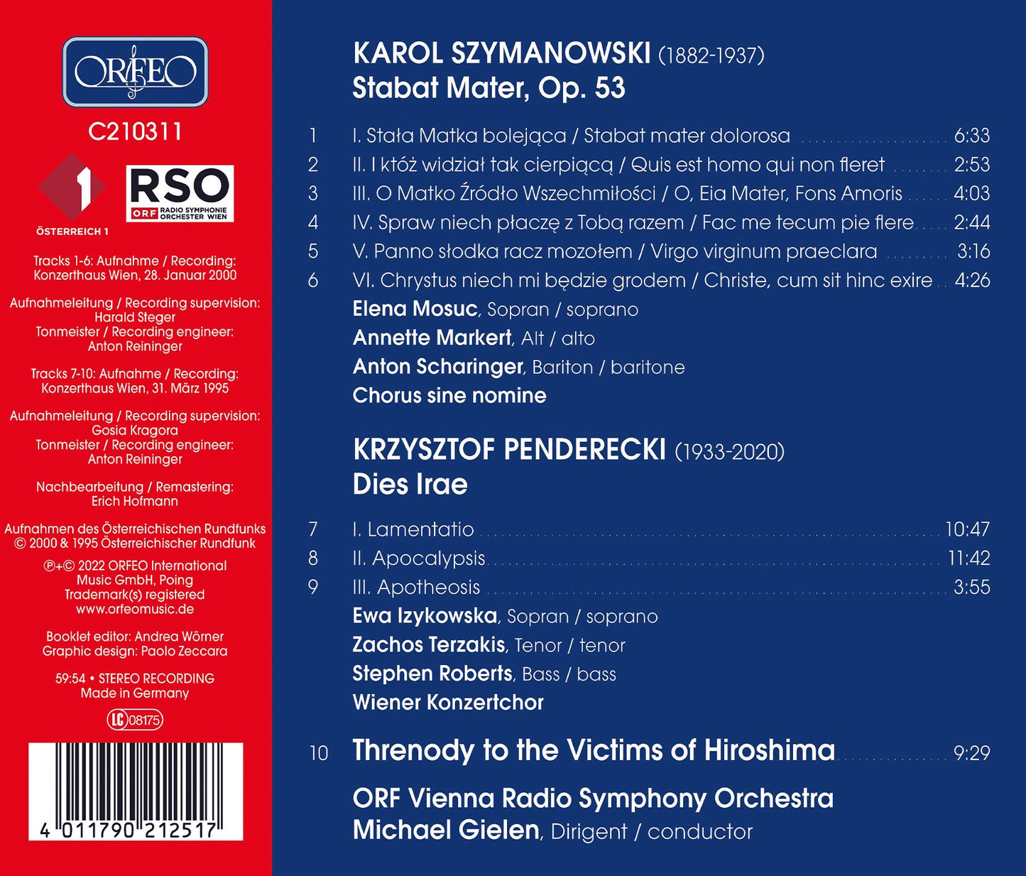 Szymanowski: Stabat Mater; Penderecki: Dies Irae