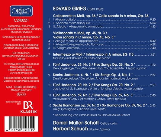 Grieg: The Cello Works - Transcriptions & Songs Daniel Muller-Schott, Herbert Schuch