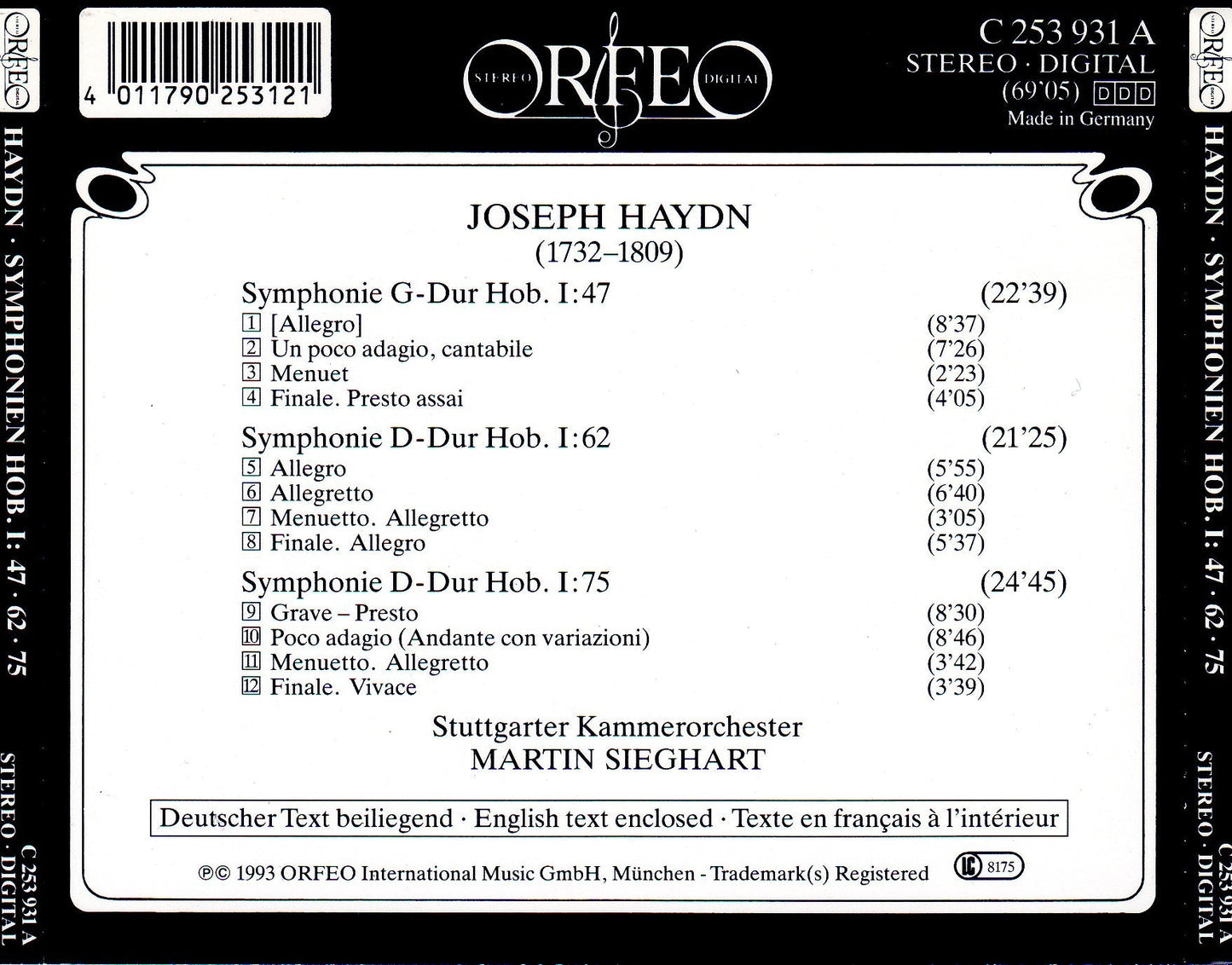 Haydn: Symphonies Nos. 47, 62 & 75