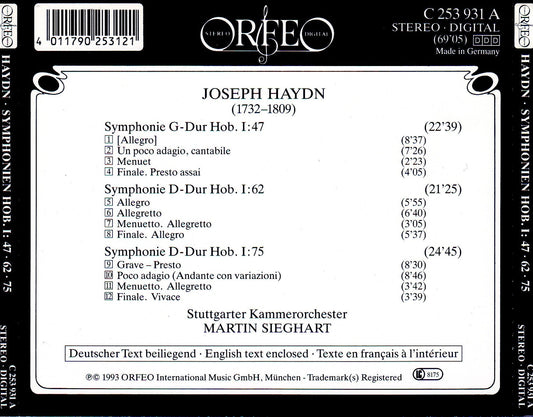 Haydn: Symphonies Nos. 47, 62 & 75