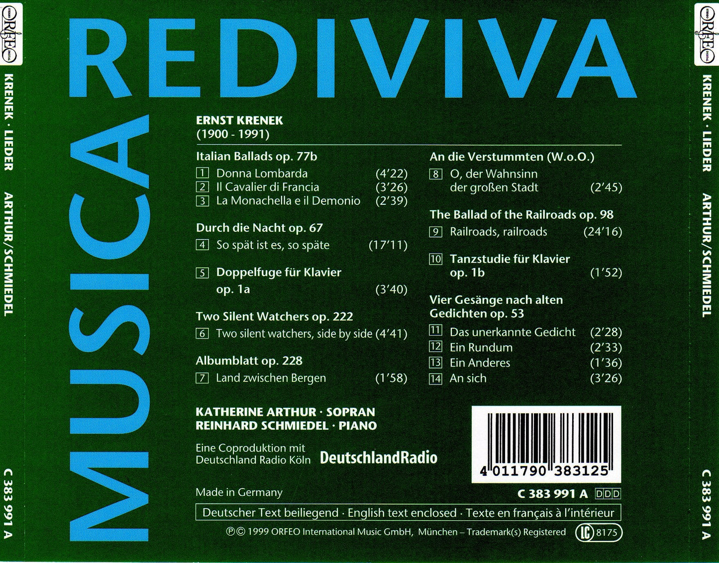 Krenek: Vocal & Piano Works