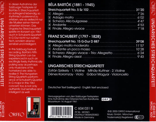 Bartók: String Quartet No. 5 - Schubert: String Quartet No.
