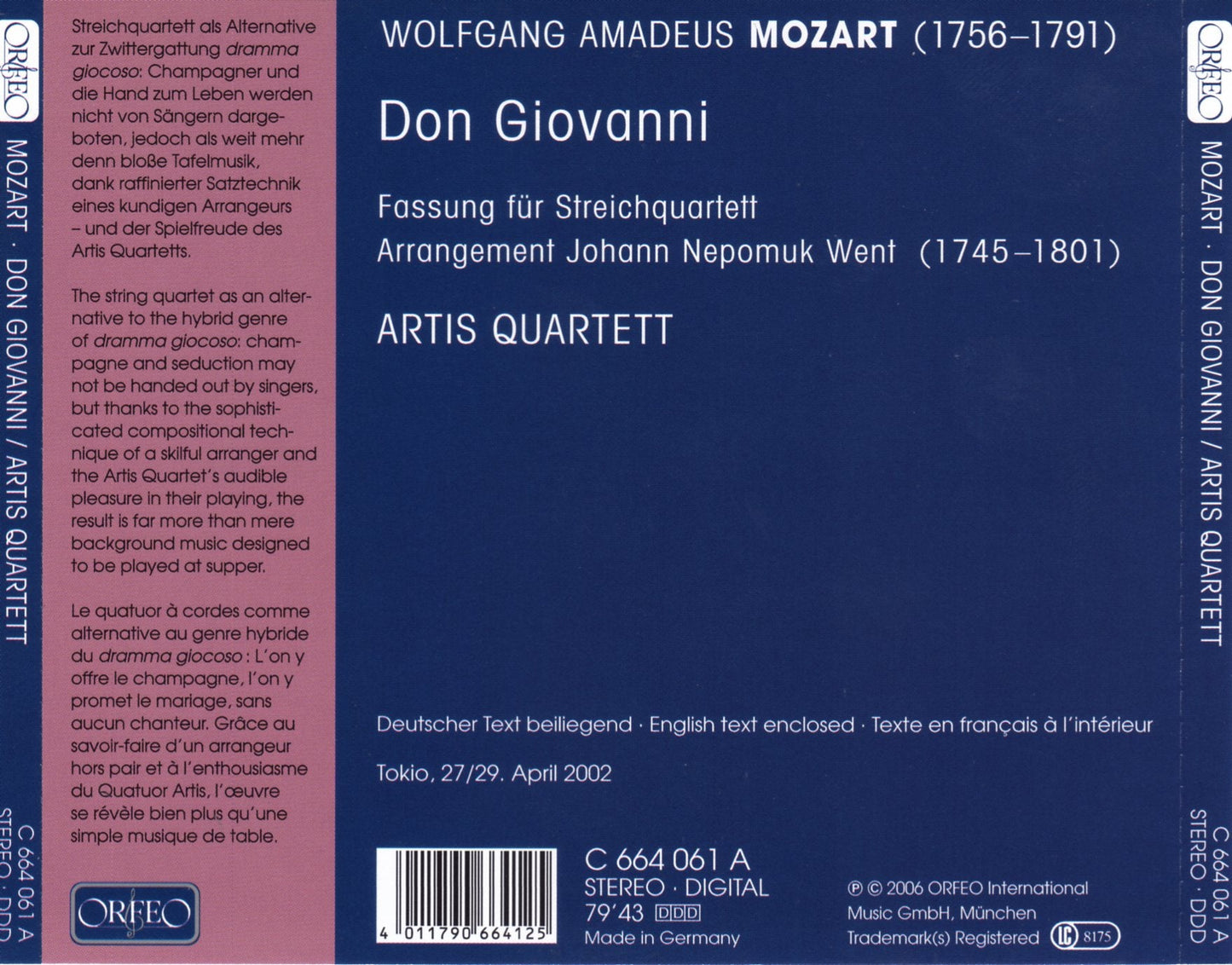 Mozart: Don Giovanni fassung fur Streichquartett