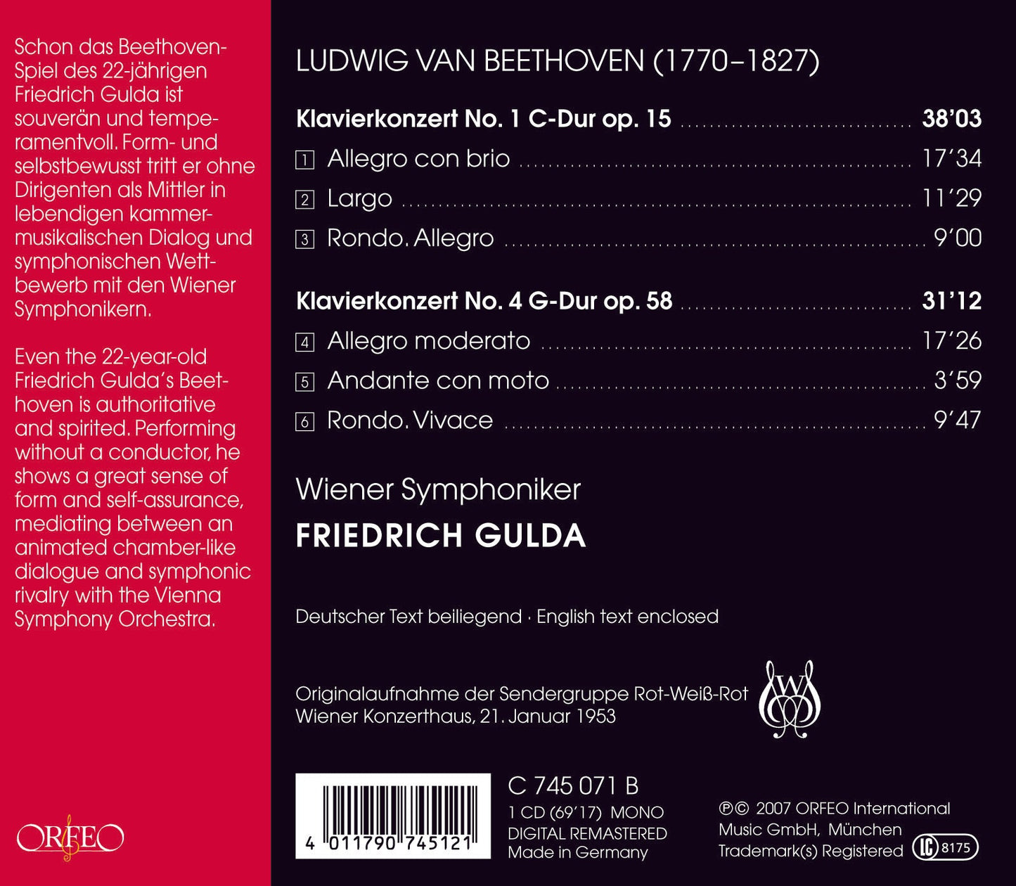 Beethoven: Piano Concertos Nos. 1 & 4