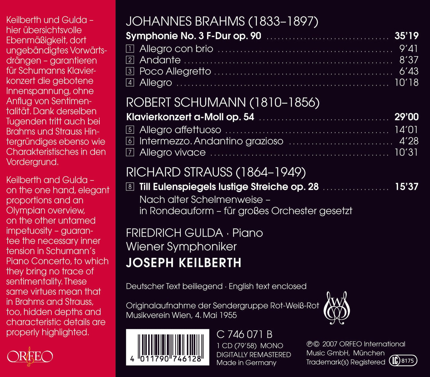 Brahms, Schumann & R. Strauss