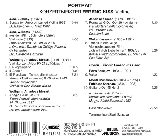 Portrait Konzertmeister - Ferenc Kiss, Violine