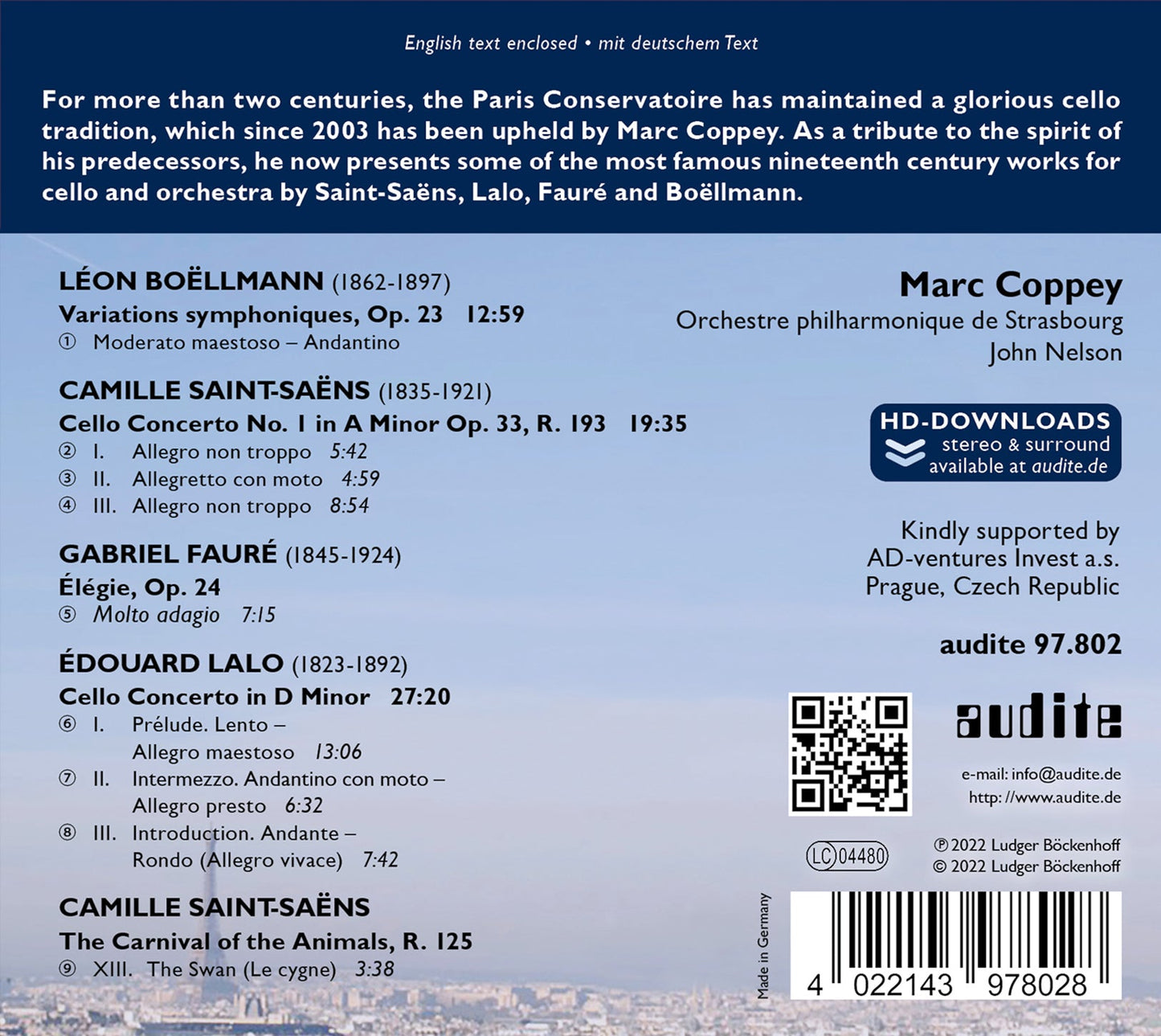 Boellmann, Faure, Lalo & Saint-Saens: French Cello