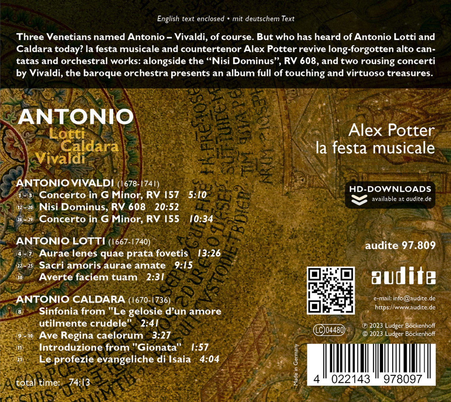 Lotti, Caldara & Vivaldi: Antonio