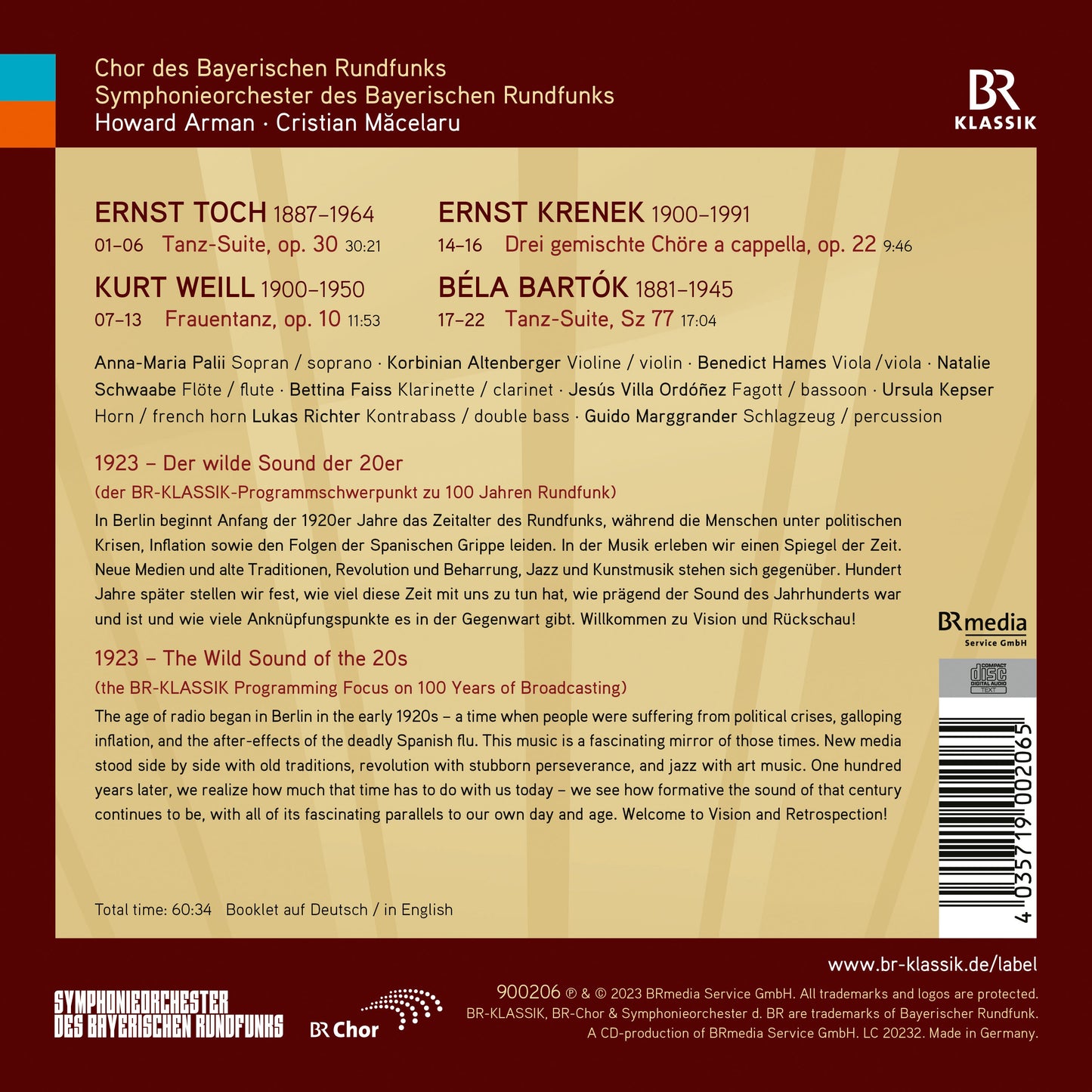 Toch, Weill, Krenek & Bartok: 1923