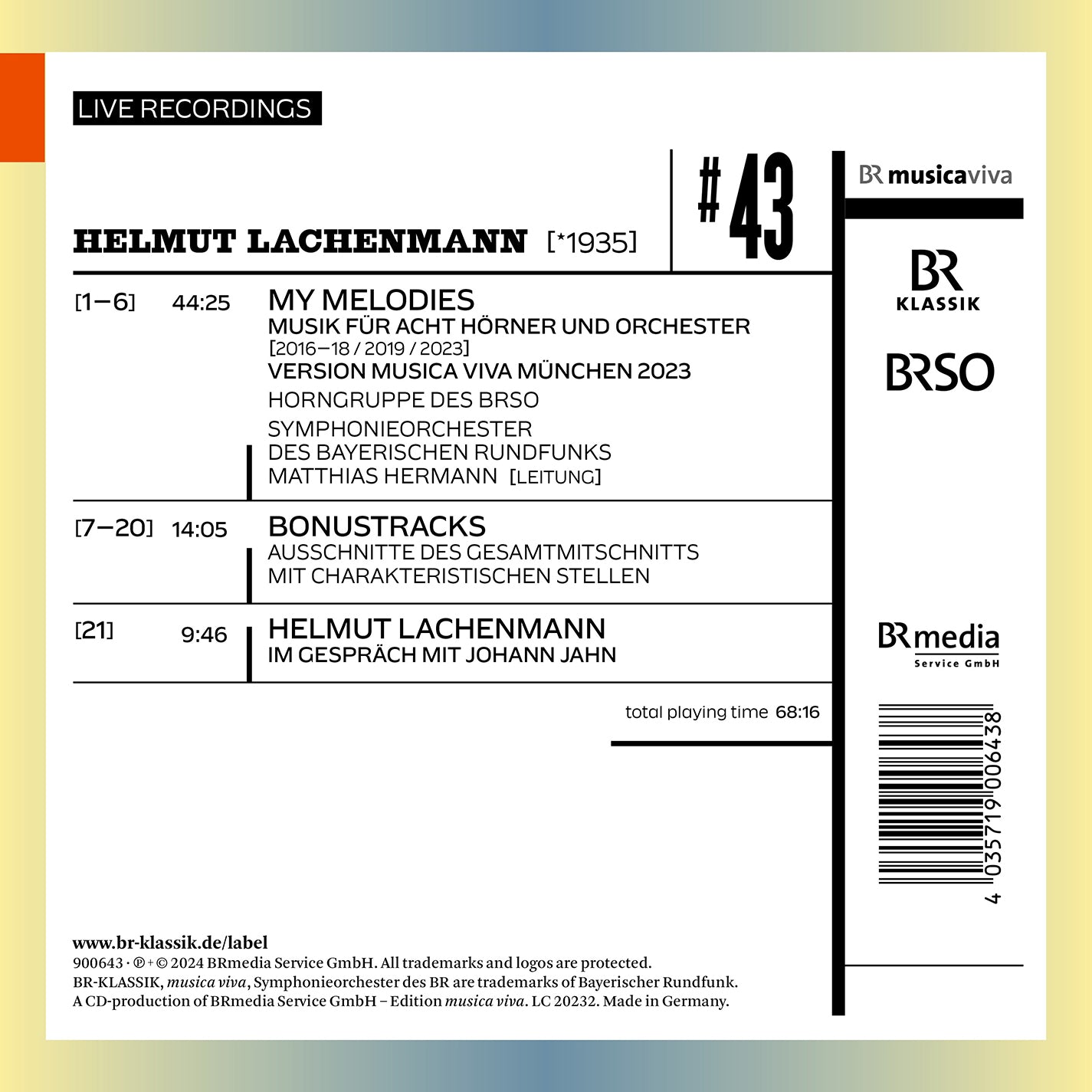 Lachenmann: My Melodies  Symphonieorchester Des Bayerischen Rundfunks