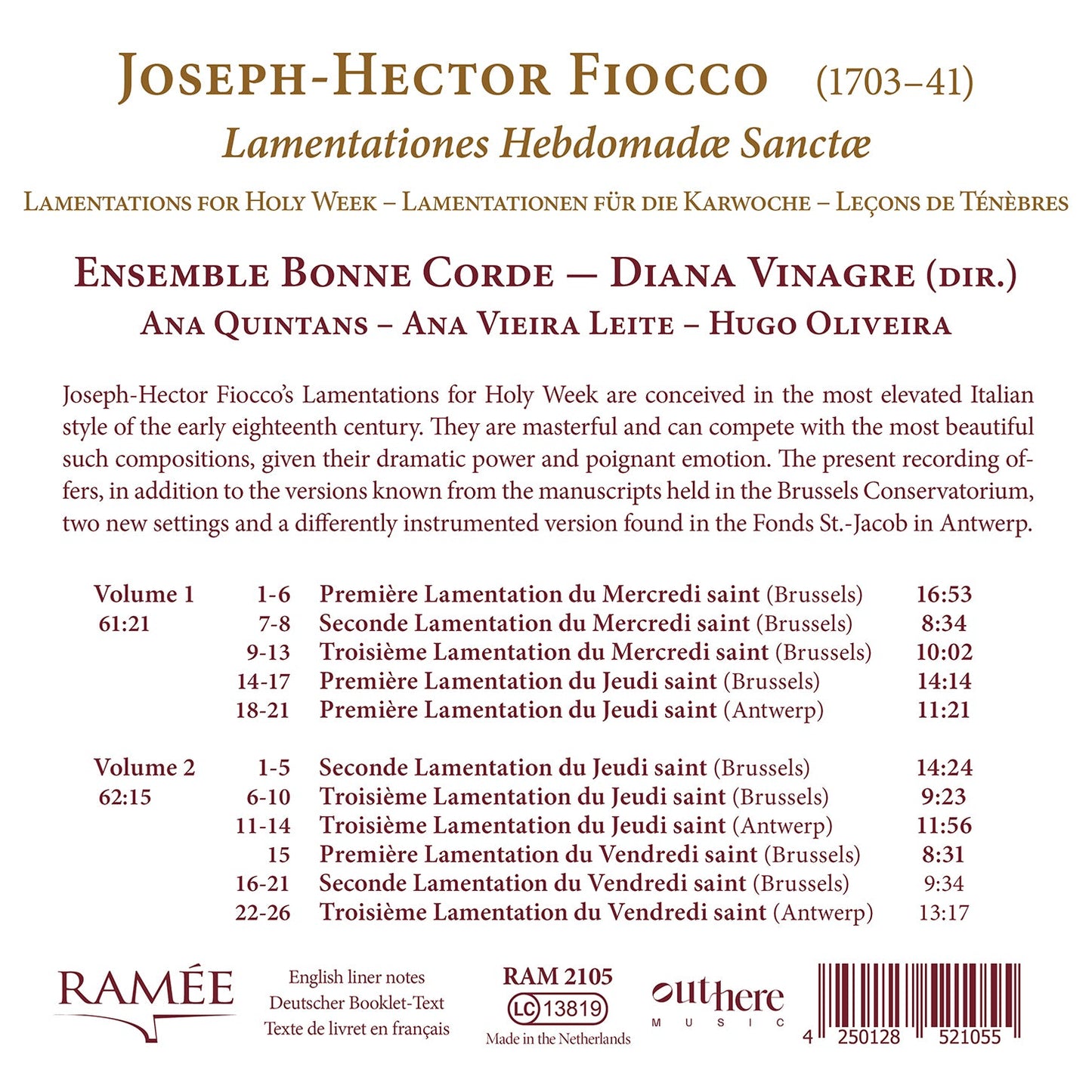 Fiocco: Lamentationes Hebdomadae Sanctae