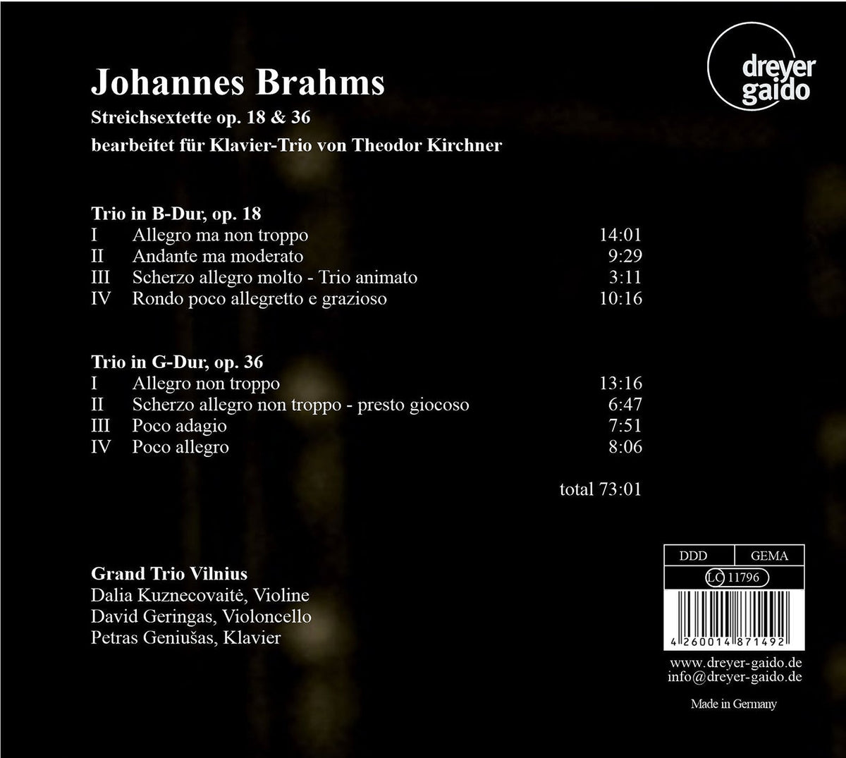 Brahms: String Sextets Opp. 18 & 36, Arr. for Piano by Theod