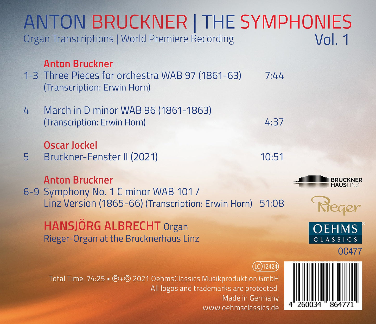 The Bruckner Symphonies (Organ Transcriptions), Vol. 1