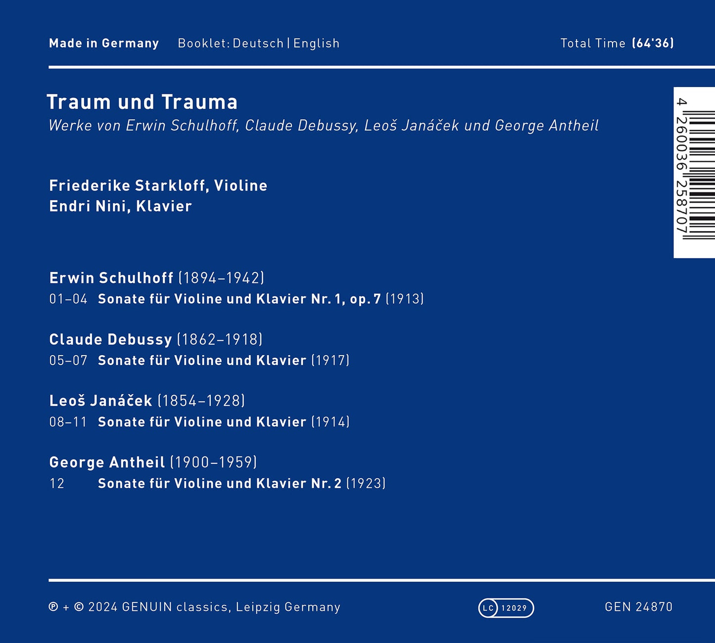 Antheil, Debussy, Janacek & Schulhoff: Traum und Trauma