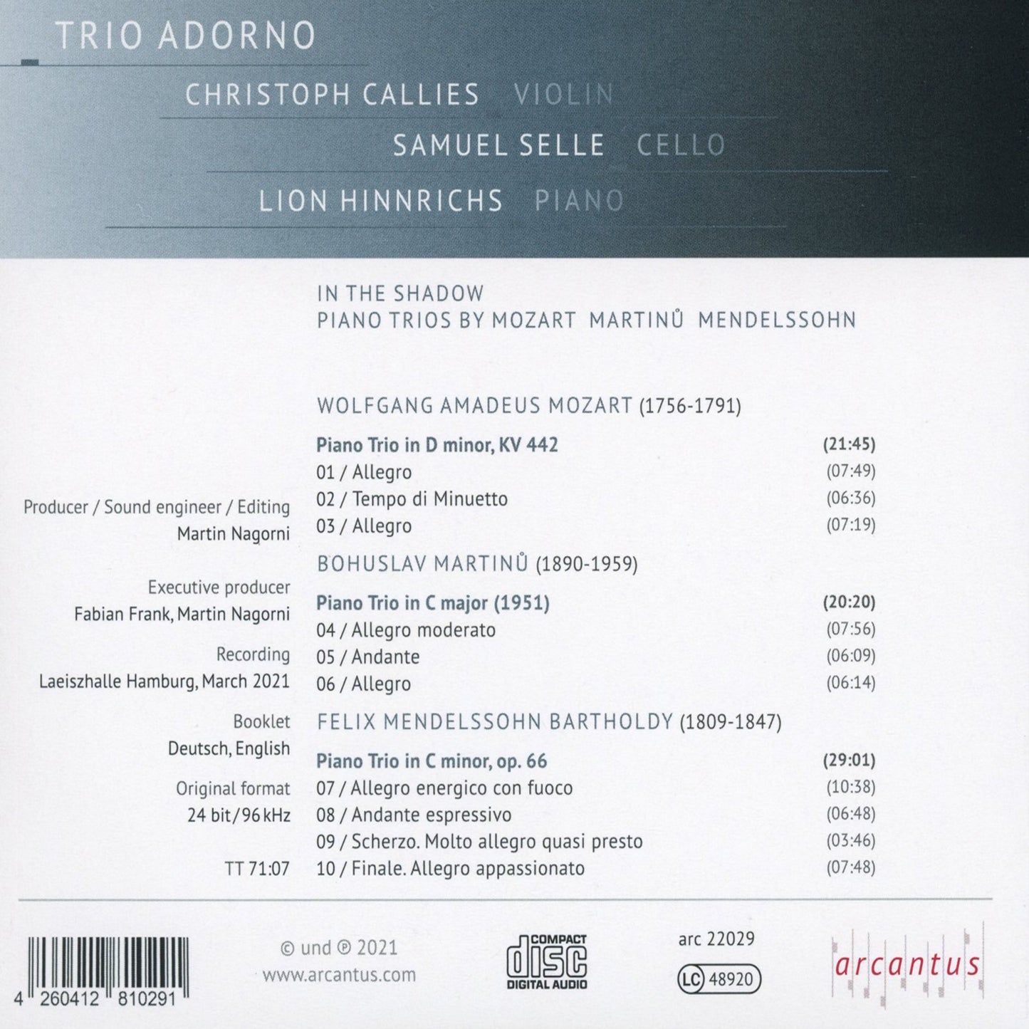 Mendelssohn, Martinu & Mozart: In The Shadow