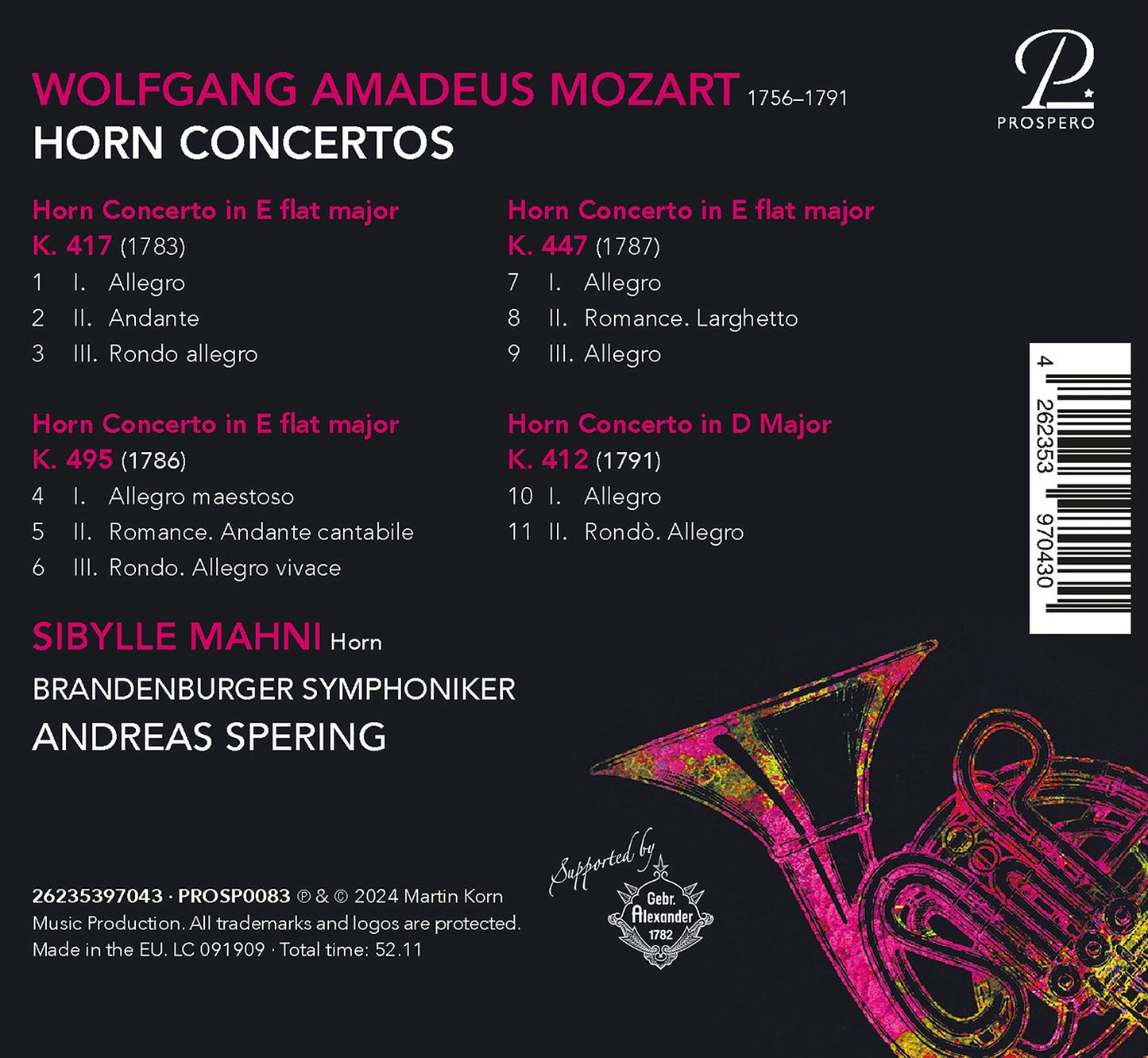 Mozart: Horn Concertos Nos. 1-4 Sibylle Mahni, Brandenburger Symphoniker, Andreas Spering