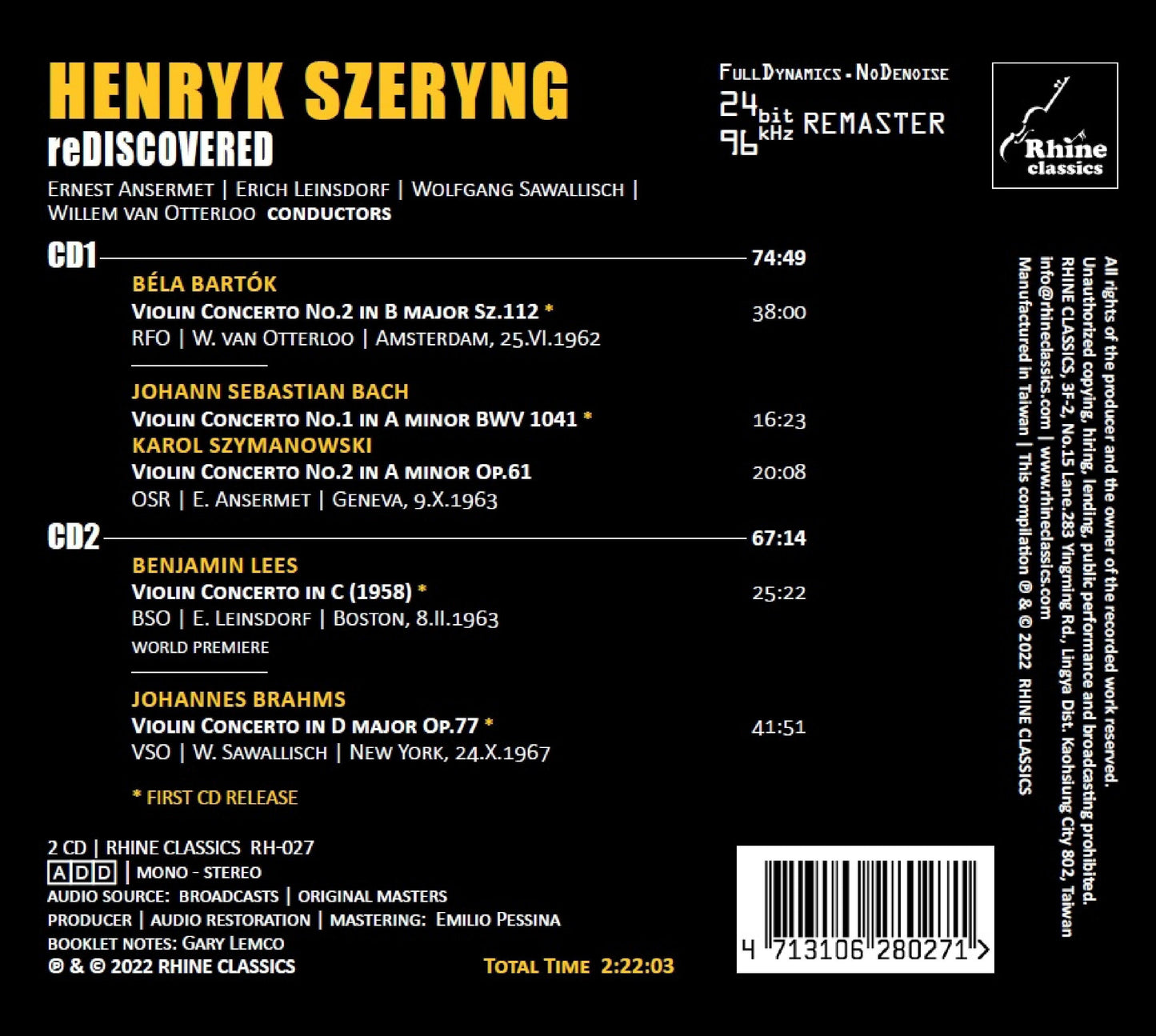Bartok, Bach, Szymanowski, Lees & Brahms: Rediscovered